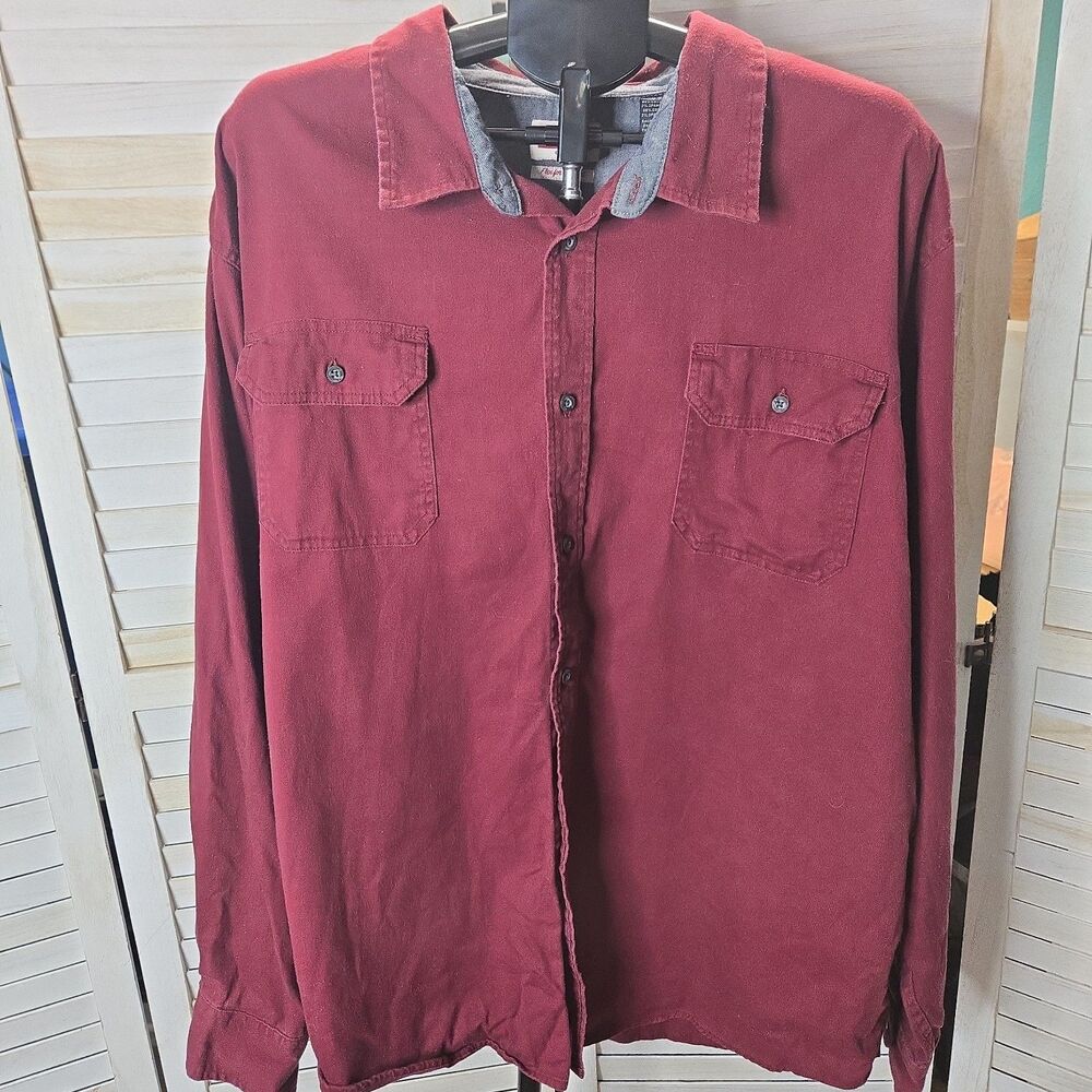 Wrangler Flex for Comfort Shirt Long Sleeve Burgundy Red 3XL Dark Academia Fall